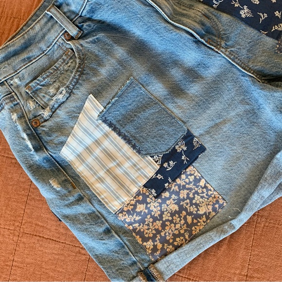 AEO Multi Media Patchwork Mom Shorts